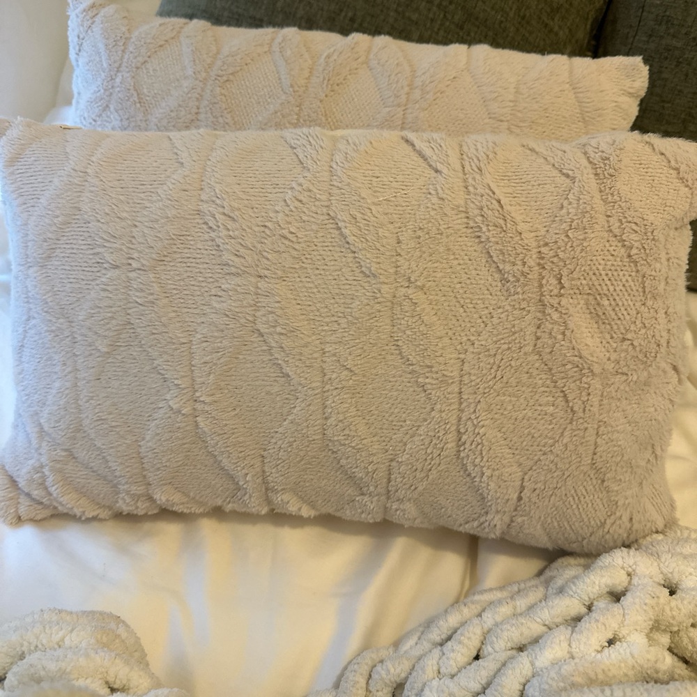 Two Luxurious Cream Textured Pillow cases